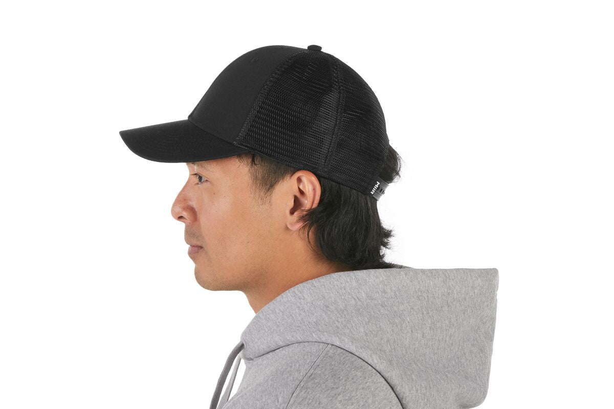 recycled-poly-low-profile-trucker-hat-h7 WebPDP-HAT002002_Recycled_Poly_Low_Profile_Trucker_Hat_Black_Studio_Harper_Studios_0723_Back__HAT002002OS.jpg