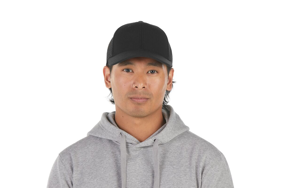 recycled-poly-low-profile-trucker-hat-h7 WebPDP-HAT002002_Recycled_Poly_Low_Profile_Trucker_Hat_Black_Studio_Harper_Studios_0723_Front__HAT002002OS.jpg