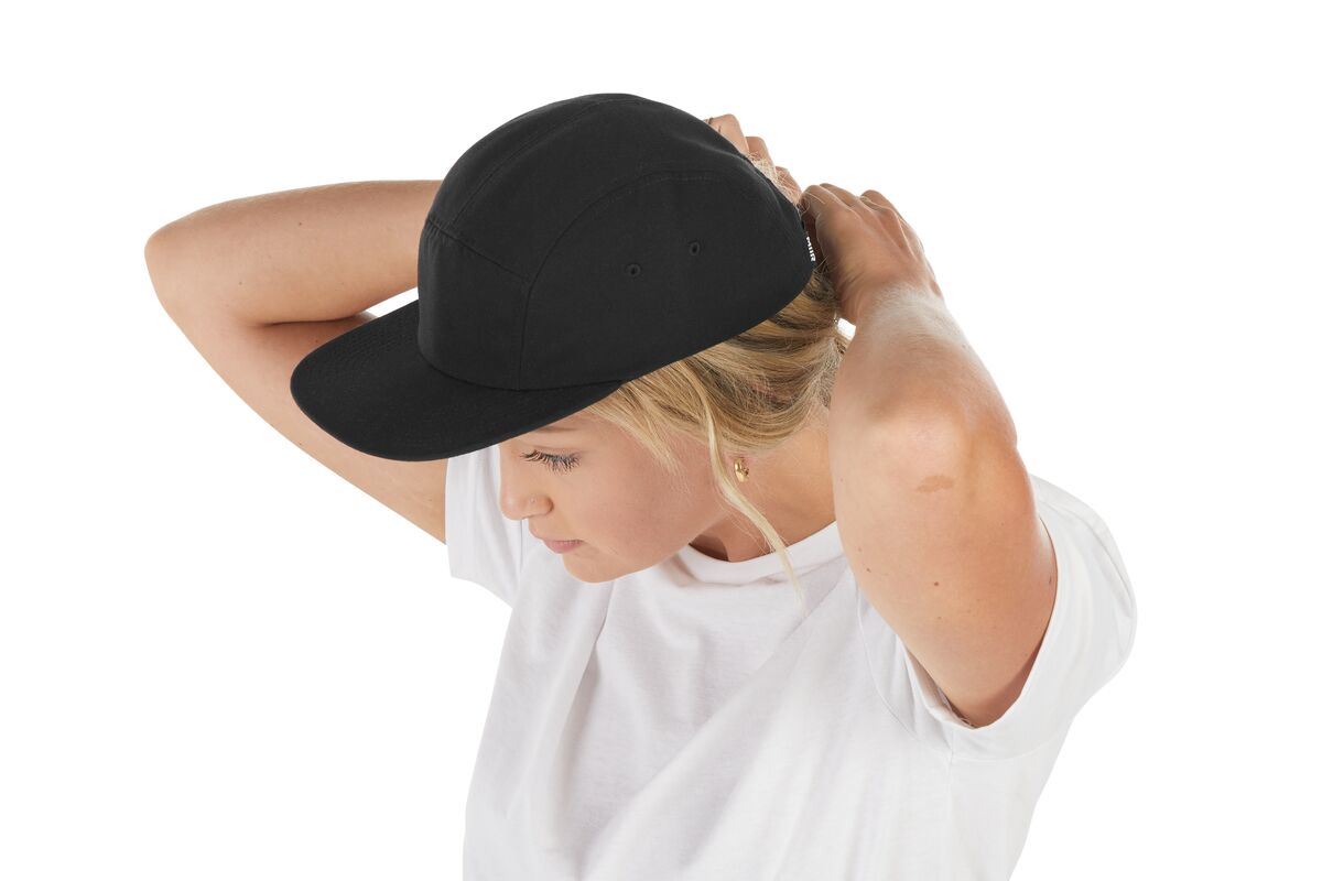 recycled-poly-flat-brim-5-panel-hat-c6 WebPDP-HAT003002_Recycled_Poly_Flat_Brim_5Panel_Hat_Black_Studio_Harper_Studios_0723_Side_4__HAT003002OS.jpg