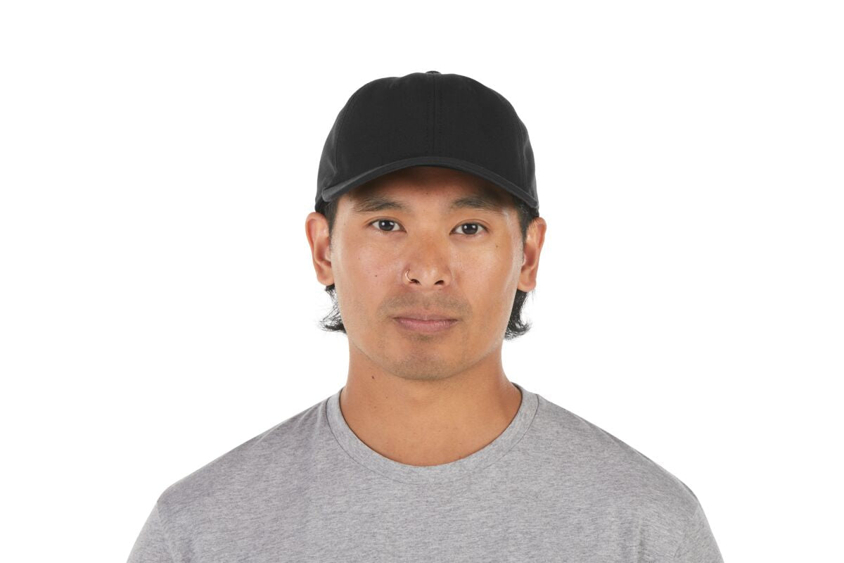 recycled-poly-dad-hat-o3 WebPDP-HAT004002_Recycled_Poly_Dad_Hat_Black_Studio_Harper_Studios_0723_Front__HAT004002OS.jpg